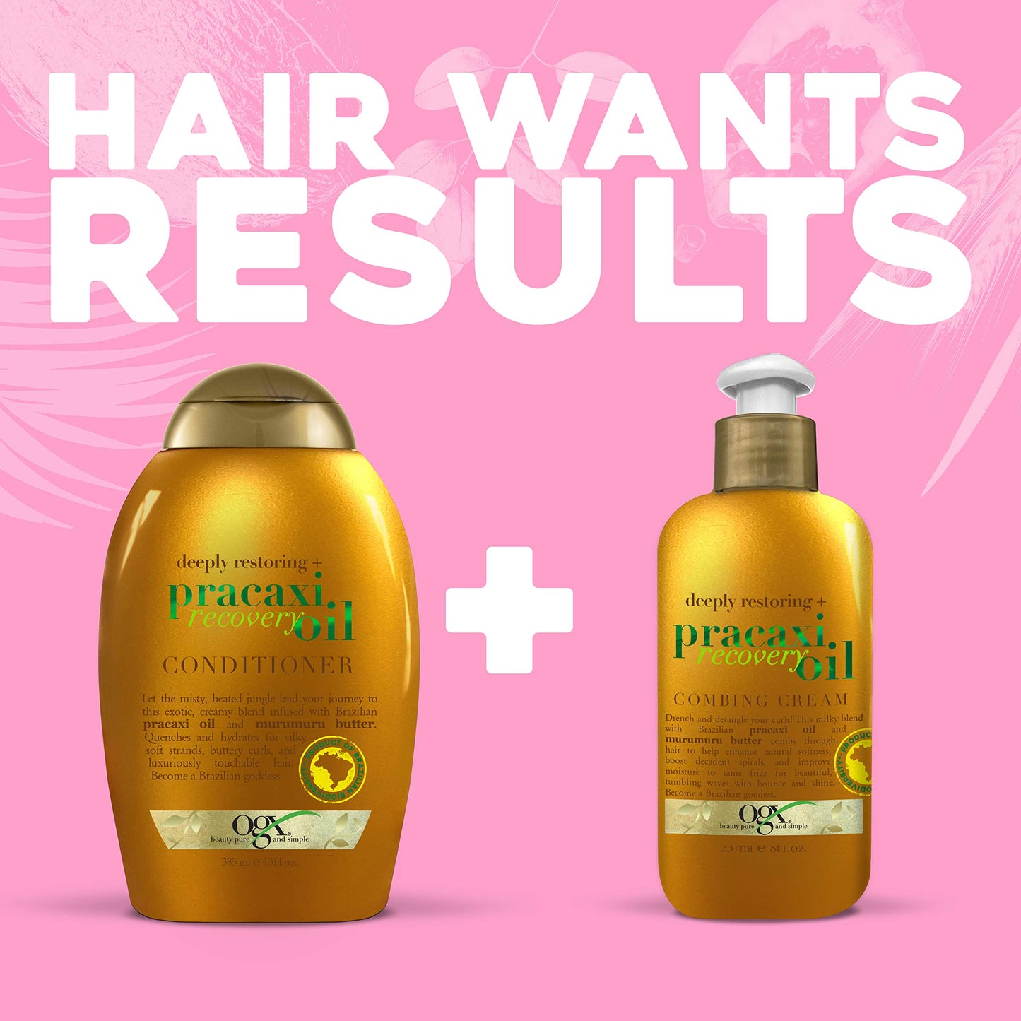 OGX Deeply Restoring + Pracaxi Recovery Oil AntiFrizz Conditioner with Murumuru Butter to Intensely Hydrate Curly Wavy Hair SulfateFree Surfactants for ColorTreated Hair, 13 Fl Oz