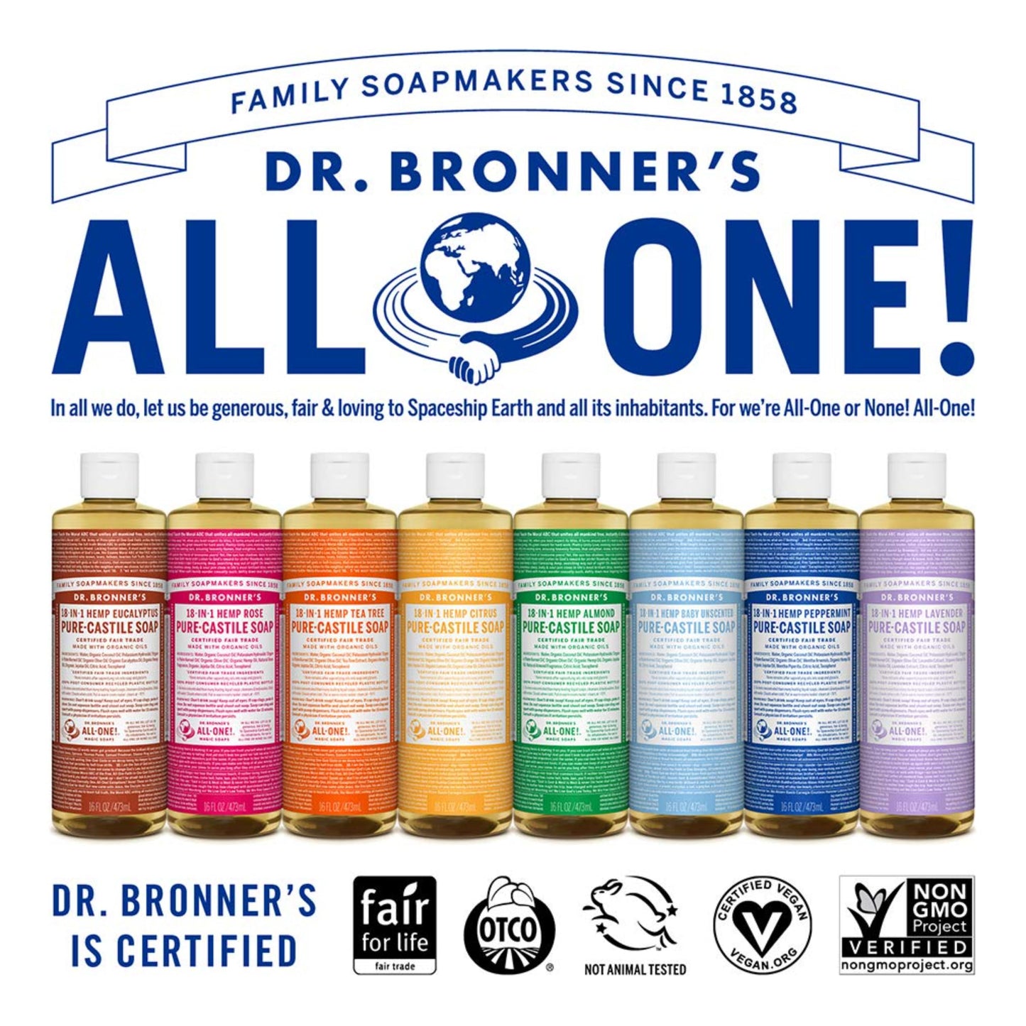 Dr. Bronner’s - Pure-Castile Liquid Soap (Baby Unscented, 16 Ounce) - Made with Organic Oils, 18-in-1 Uses: Face, Hair, Laundry & Dishes For Sensitive Skin & Babies, No Added Fragrance, Vegan, Non-GMO