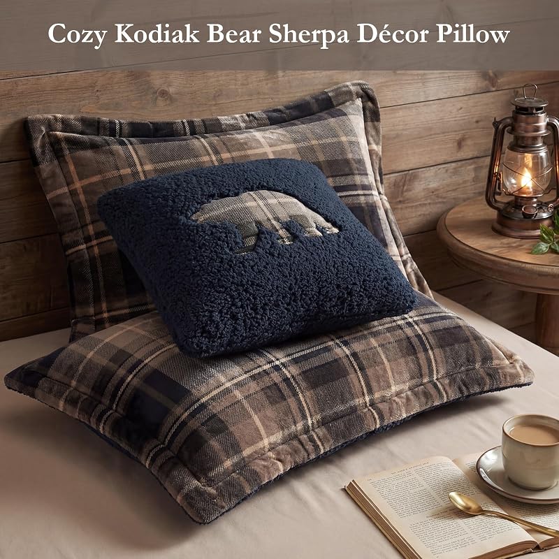 Woolrich Soft Plush Sherpa Reversible King Comforter Set Brown/Black - 4pc (Variation: King)