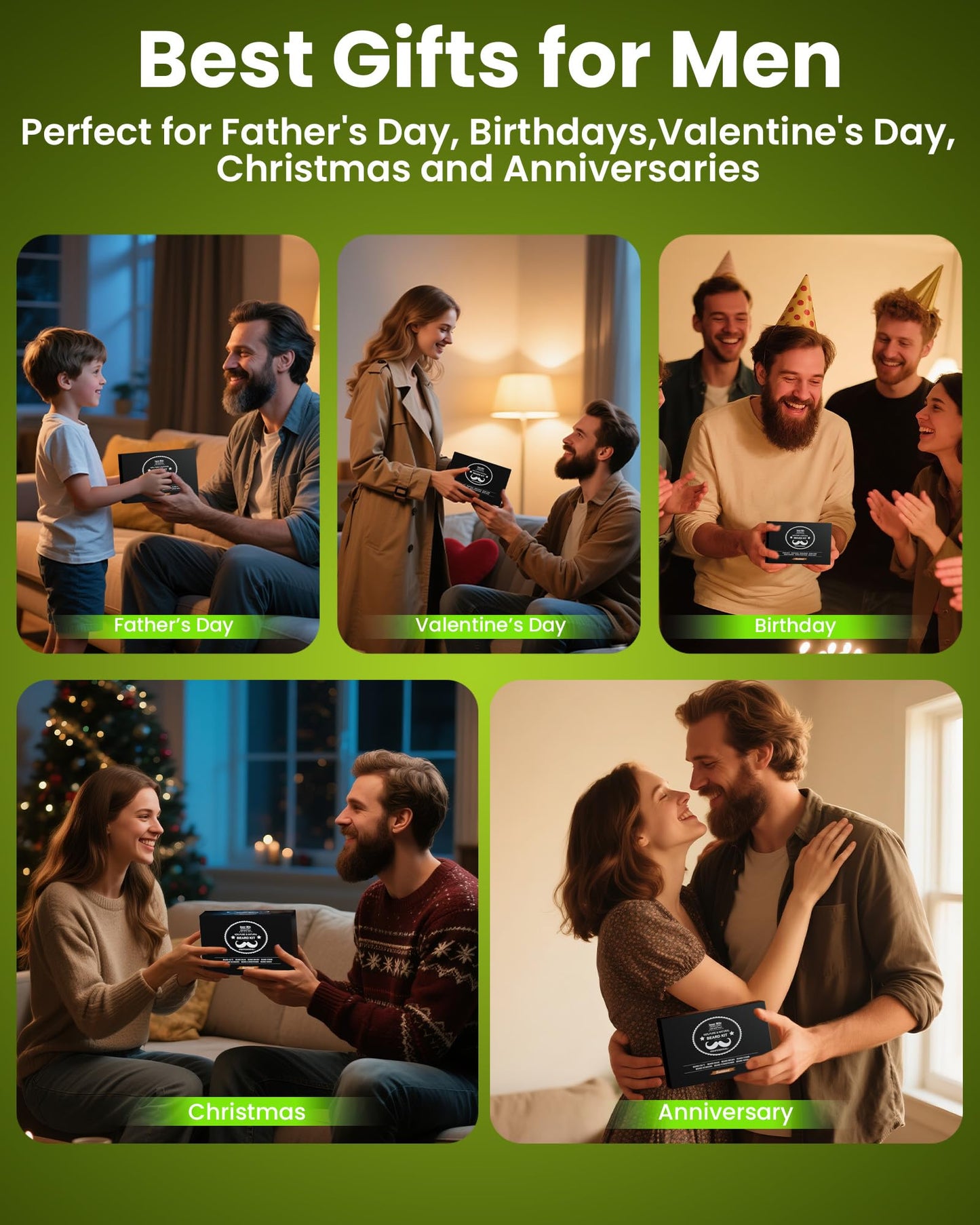 Comfy Mate Beard Kit for Men Grooming and Care: with Beard Shampoo & Conditioner Oil and Balm Brush Comb Scissors, Father's Day - Christmas - Birthday Gifts for Men Stocking Stuffers for Him Husband