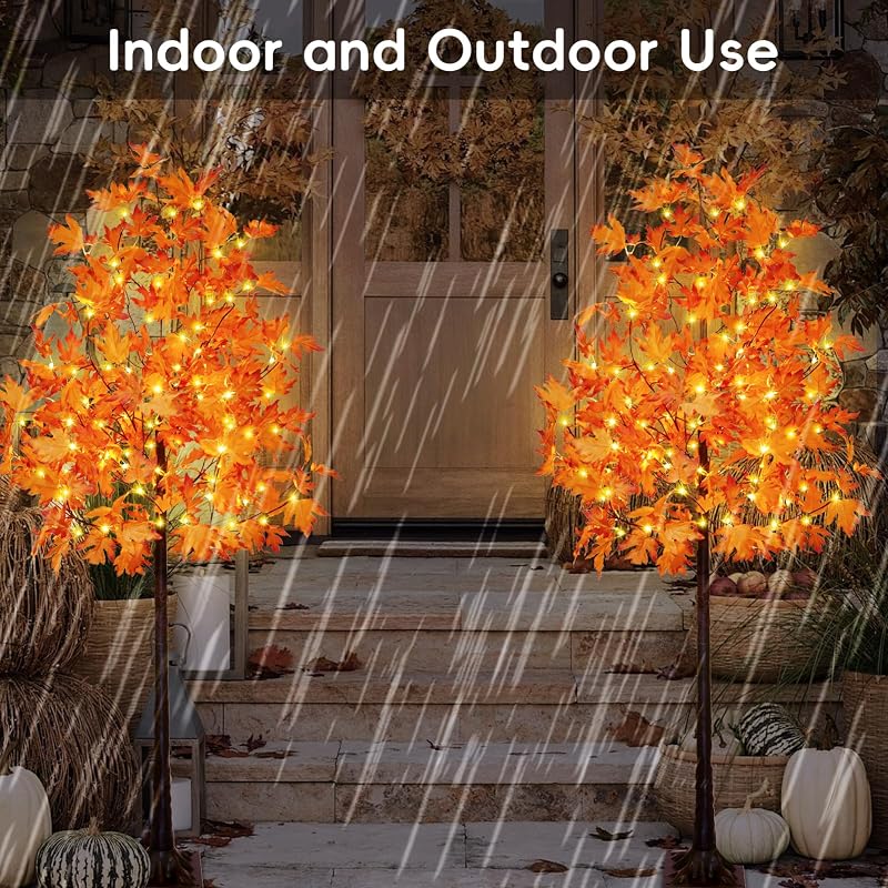 6ft Lighted Maple Tree Novelty Decor with 120 Warm White LEDs