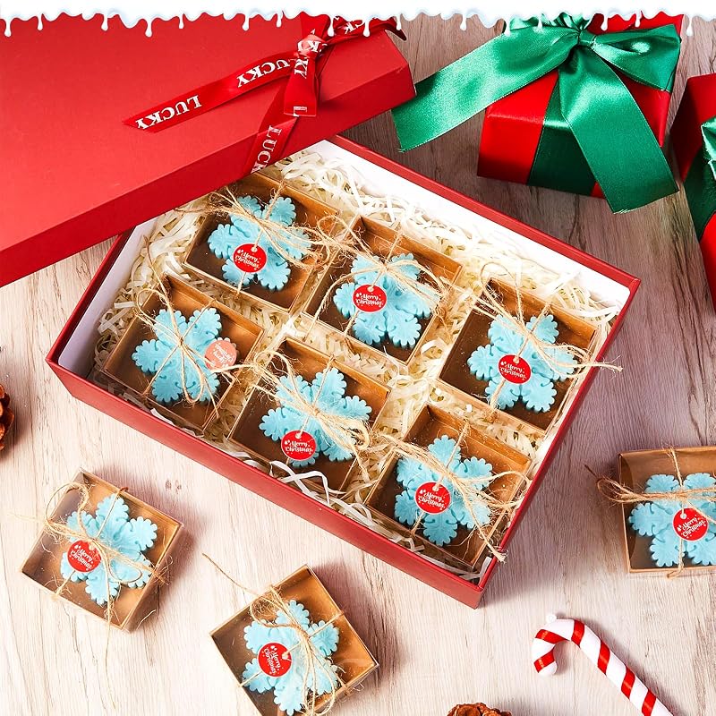Snowflakes Christmas Bar Soap Gift Set - 50 Handmade Soaps with Exquisite Box