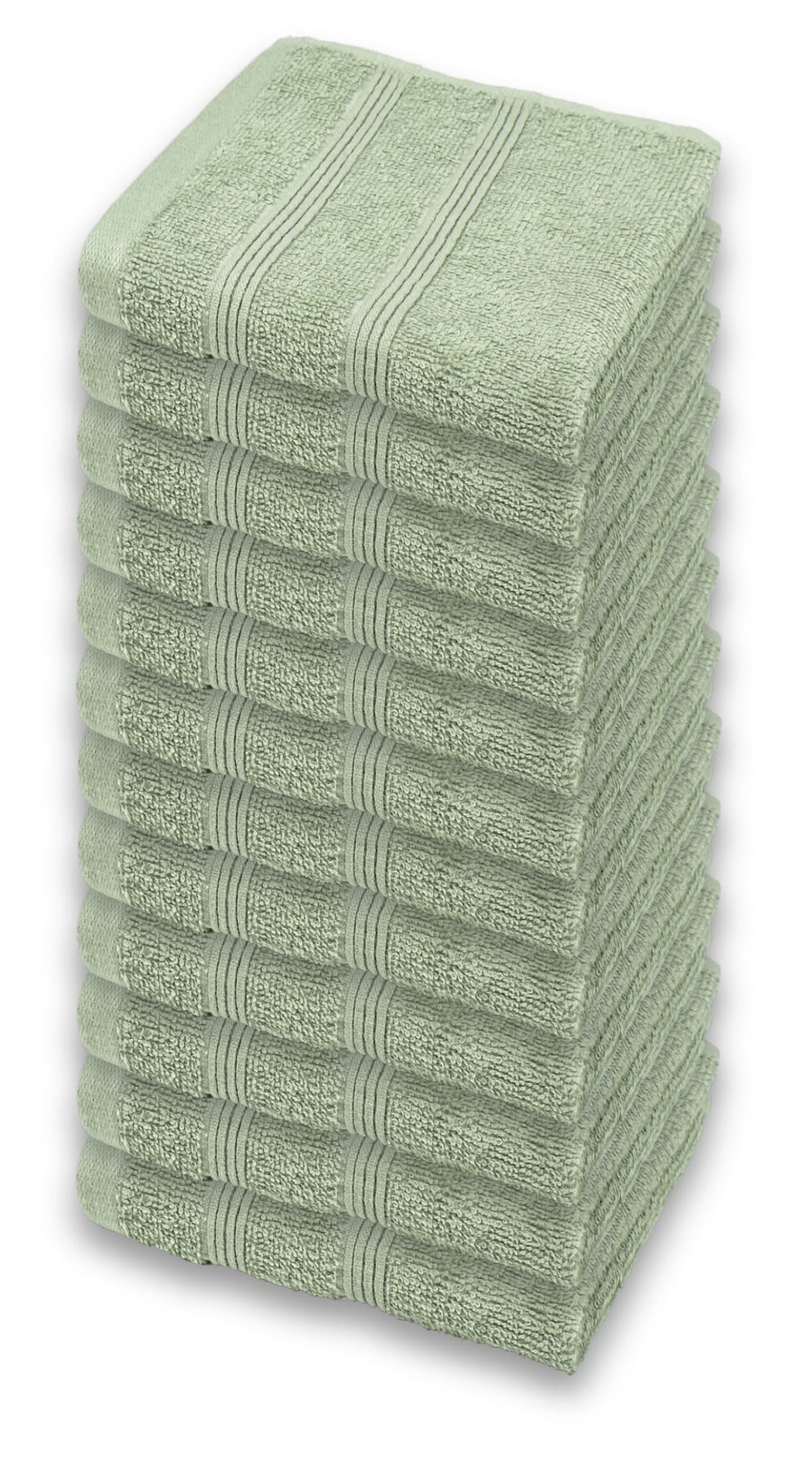 Kaufman - Premium Washcloth Set of 12 (13x13 Inches) 100% Cotton Ring Spun, Highly Absorbent, Durable and Ultra Soft Feel Wash Cloths Essential for Bathroom, Spa, Gym, and Face Towel (12PK)