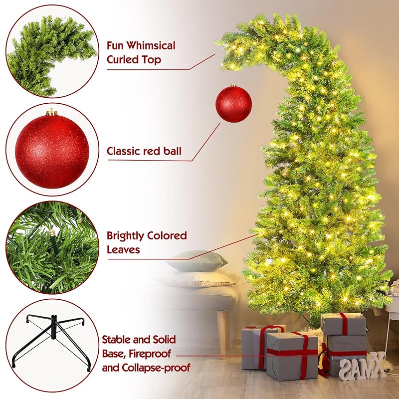 6 ft Prelit Lime Green Christmas Tree with Stand - Whimsical Curly Top, Variation of THIS listing: 8in