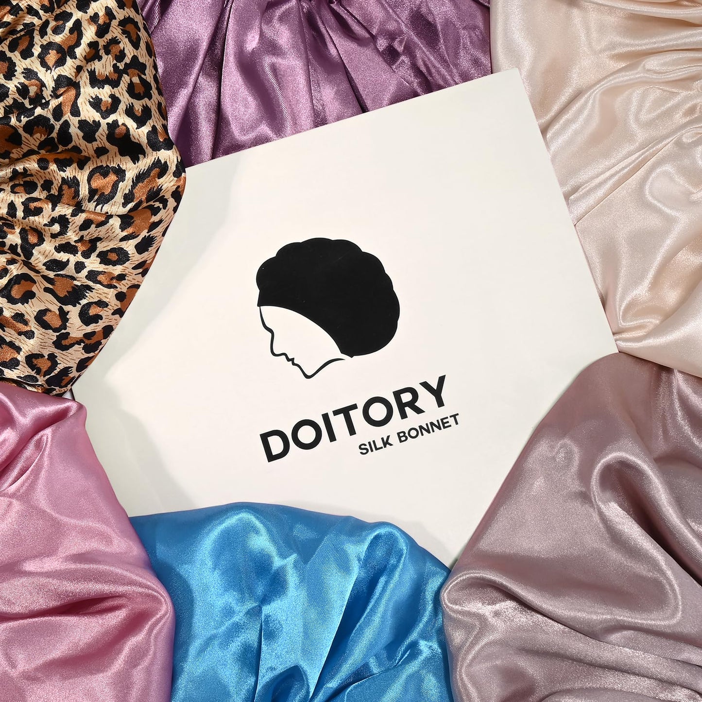 Doitory Satin Silk Bonnet for Sleeping, Soft Satin Lined Hair Bonnet for Women, Double Layer Sleep Nightcap for Natural & Curly Hair