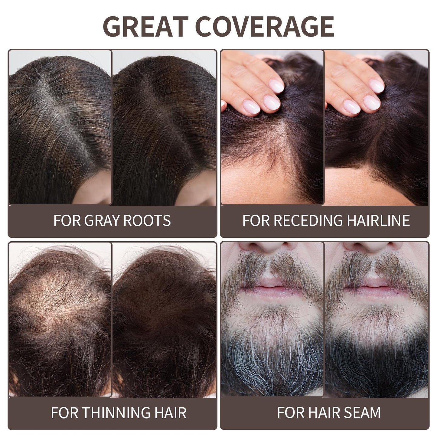 Waverloo Magic Root Cover Up Instantly Conceals High Forehead & Hair Loss - Sweat & Waterproof Root Touch Up Hair Powder for Women & Men (Dark Brown, 4g)