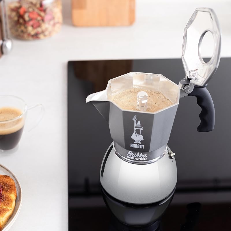 Brikka Induction 4-Cup Coffee Maker - Espresso Bar Style, 170ml, Silver (Variation: 4 tazze+BRIKKA INDUCTION)