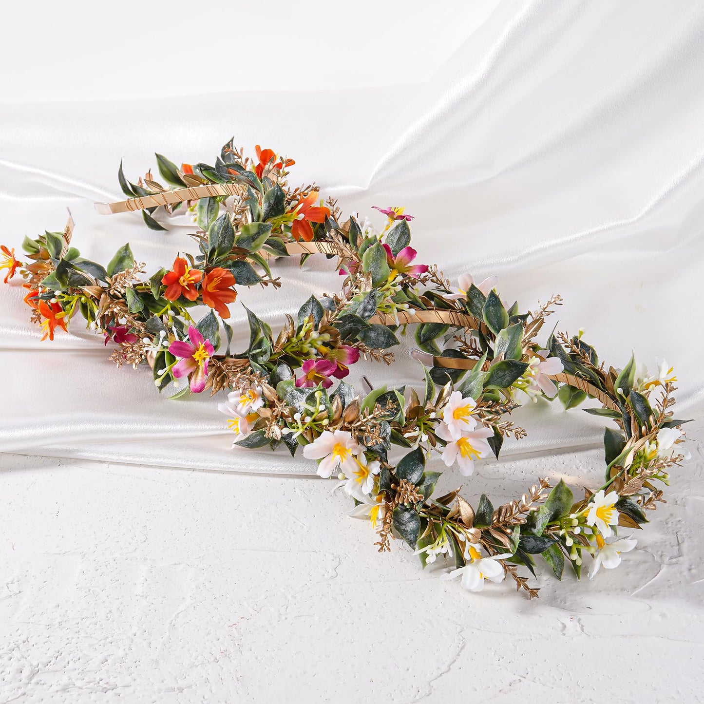 KorViSHOW Rose Purple Flower Crown - Fairy Forest Floral Headband for Women Woodland Floral Girl Headpiece Elf Renaissance Hair Accessory for Girls Women Birthday Wedding Party Photo Props