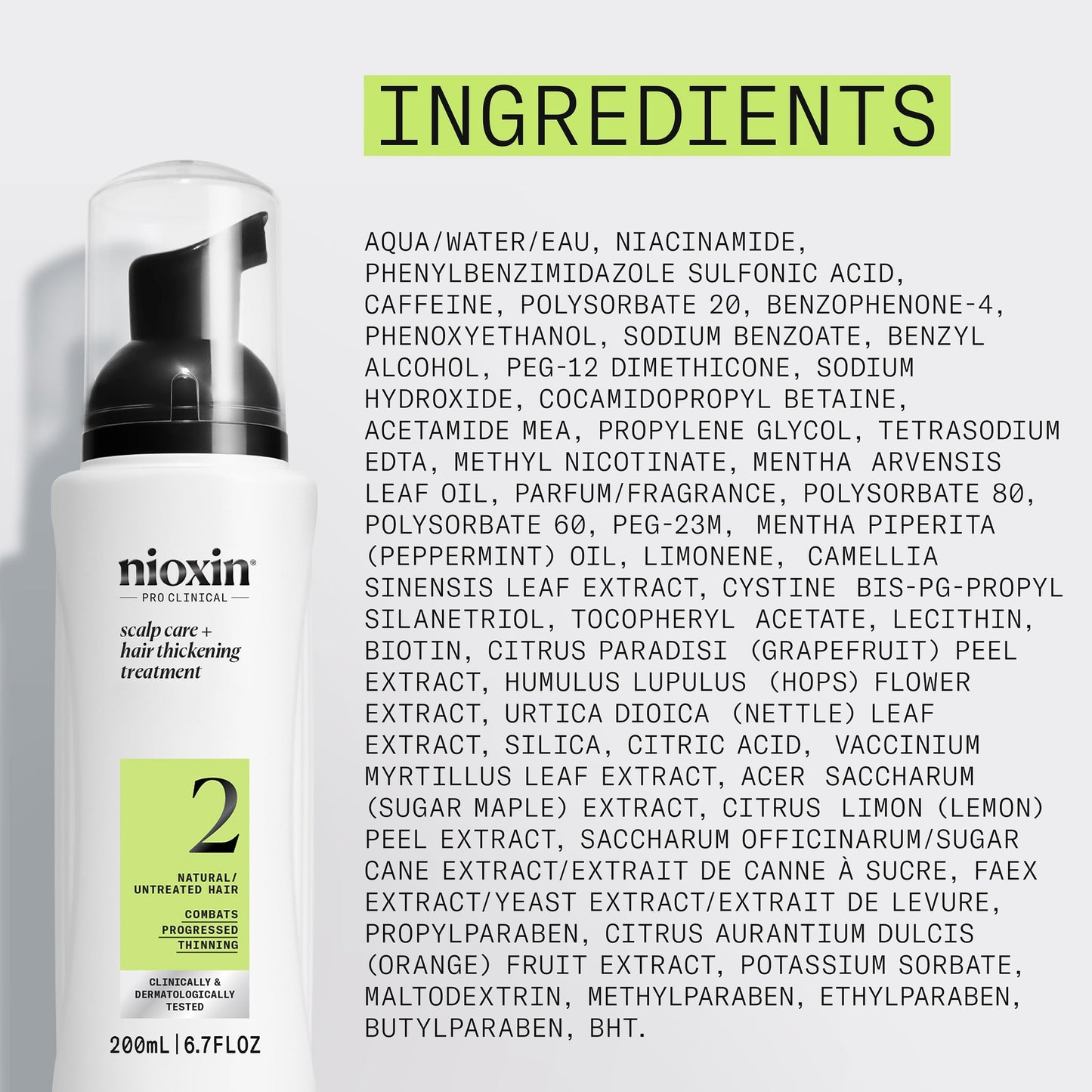 Nioxin Scalp + Hair Thickening System 2 Leave on Treatment | For Natural or Untreated Hair with Progressed Thinning | 6.8 Fl oz.