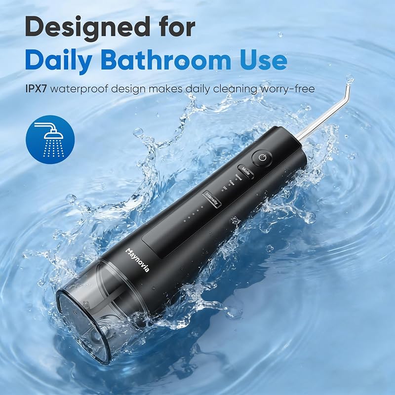 Cordless Water Flosser with U-Shaped Tip, 350ml Tank, 3 Modes – Included 8 Tips, Black (Variation of THIS listing: Black)