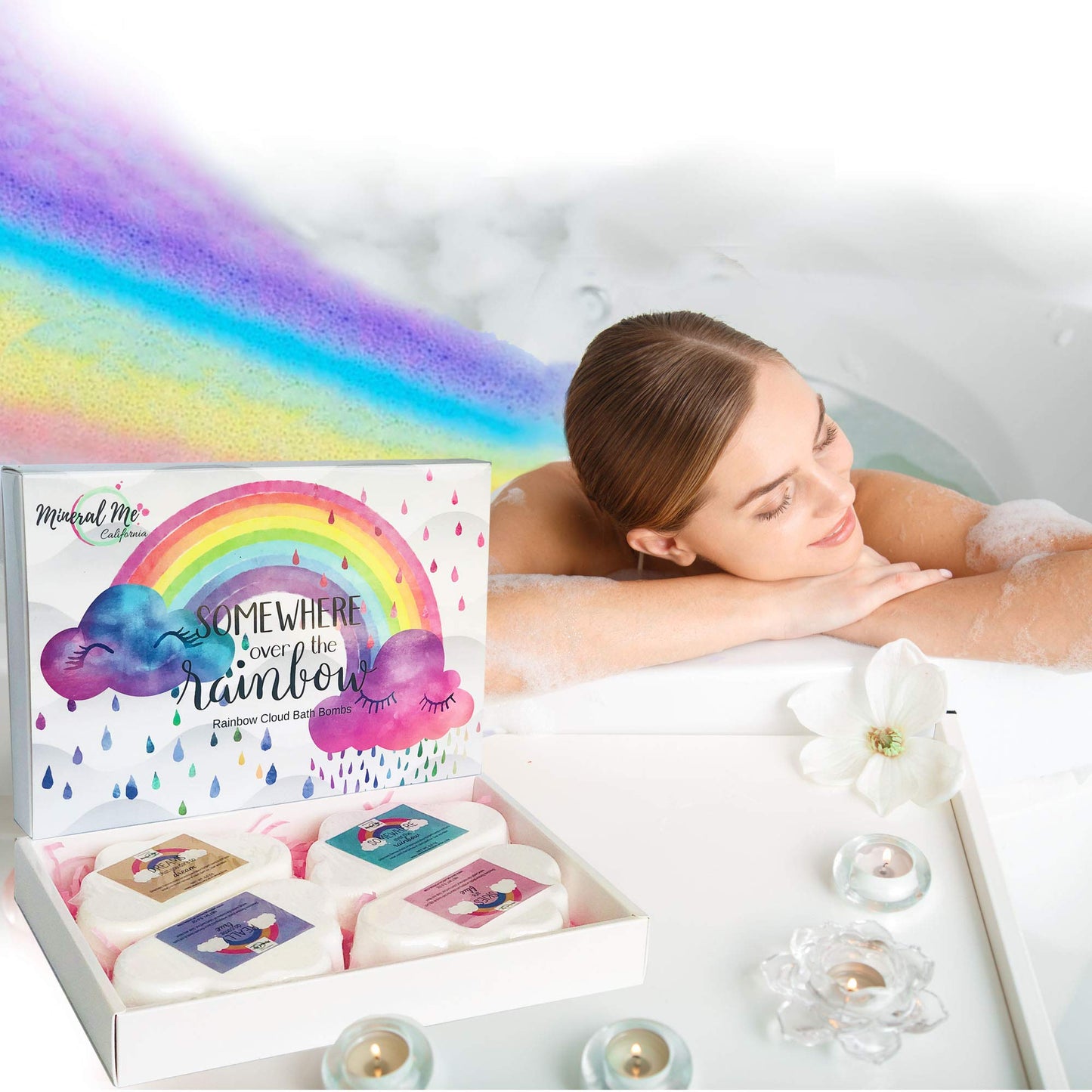 Bath Bombs for Kids - Natural and Organic Magic Rainbow Bubble Bath Bombs w/Moisturizing Shea Butter and Natural Oils, 4 Large Unicorn Cloud BathBombs for Girls, Stocking Stuffer Christmas Gift