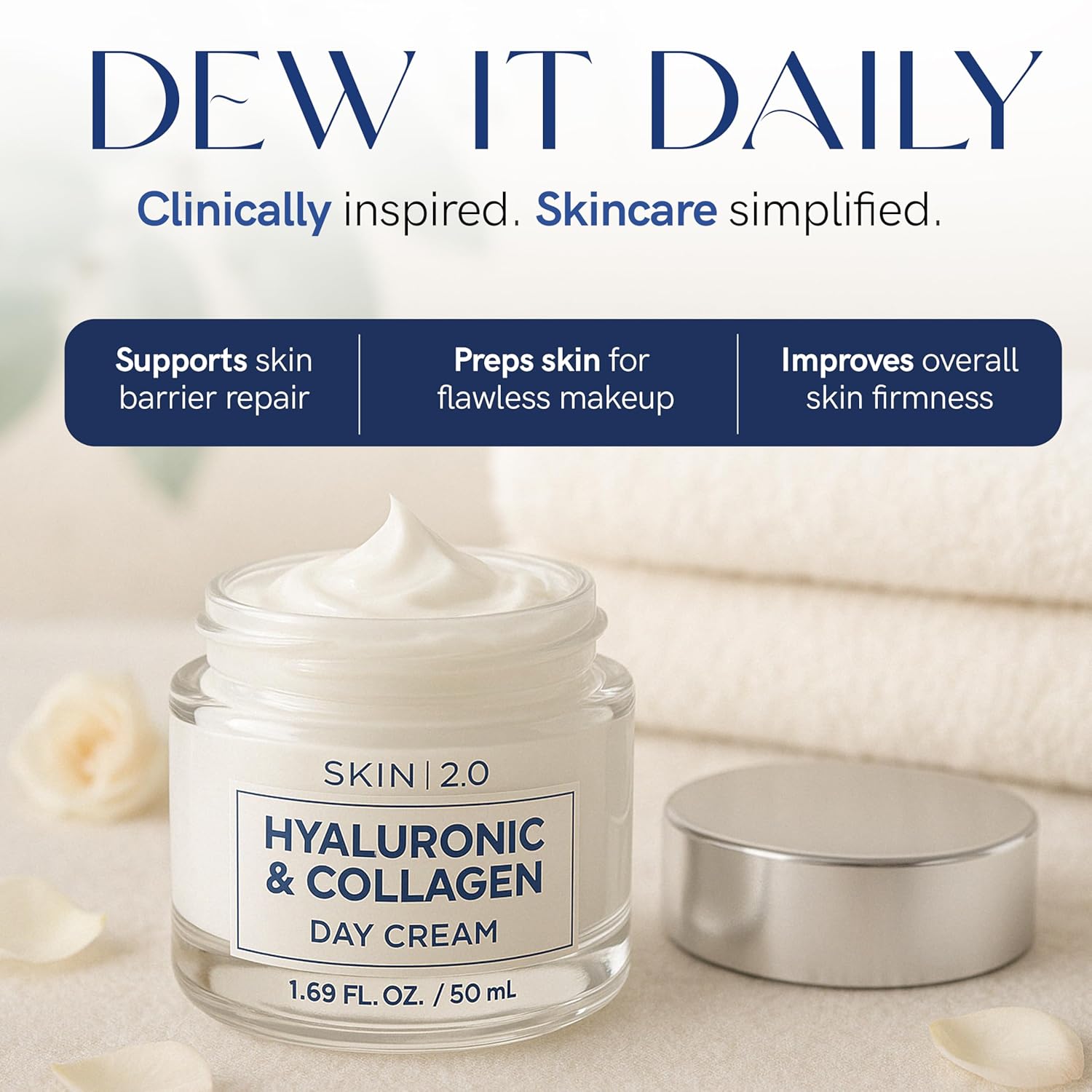 Vitamin C & Collagen Face Moisturizer - Dermatologist Tested, Anti-Aging, Skin Tightening - Brightening, Clean Beauty, Cruelty-Free, Korean Skincare for All Skin Types - 1.69 Fl oz