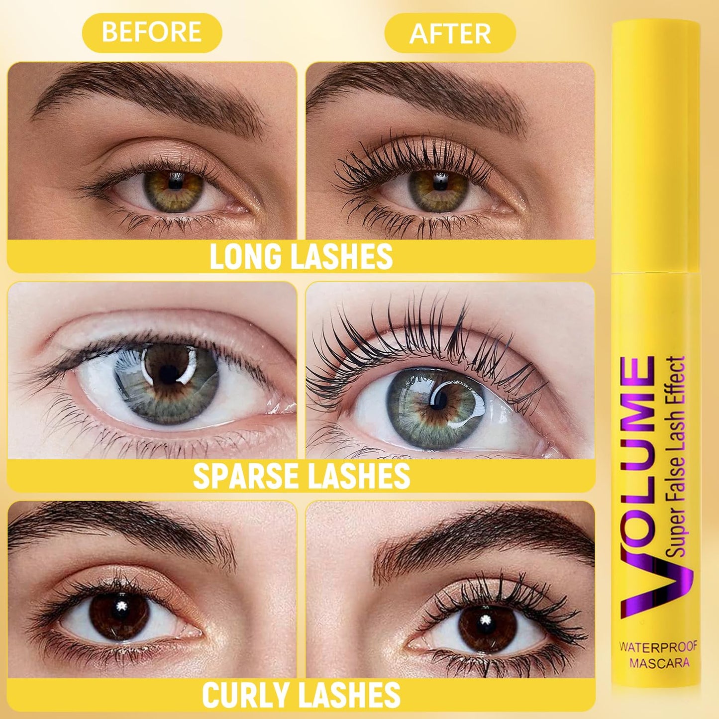 2 Pcs Bubble Mascara - Colossal Bubble Mascara, Waterproof, Smudge-Proof, Clump-Proof, Volumizing Defining, Create Natural Eyelashes
