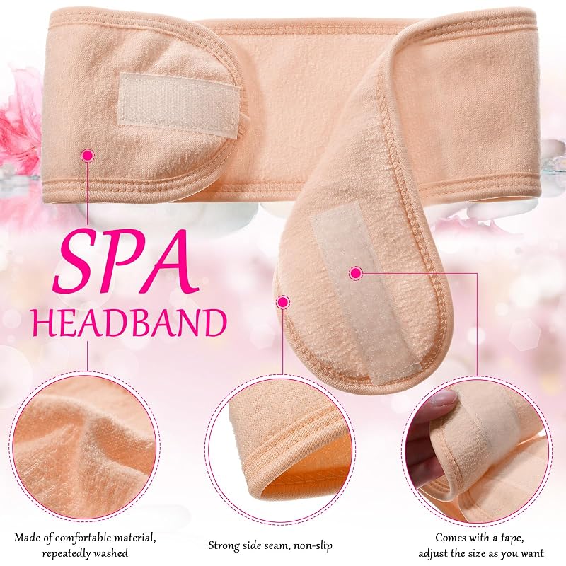 30 Pack Spa Headbands for Facial - Light Pink, Adjustable Hair Wrap (Variation: Light Pink+30)