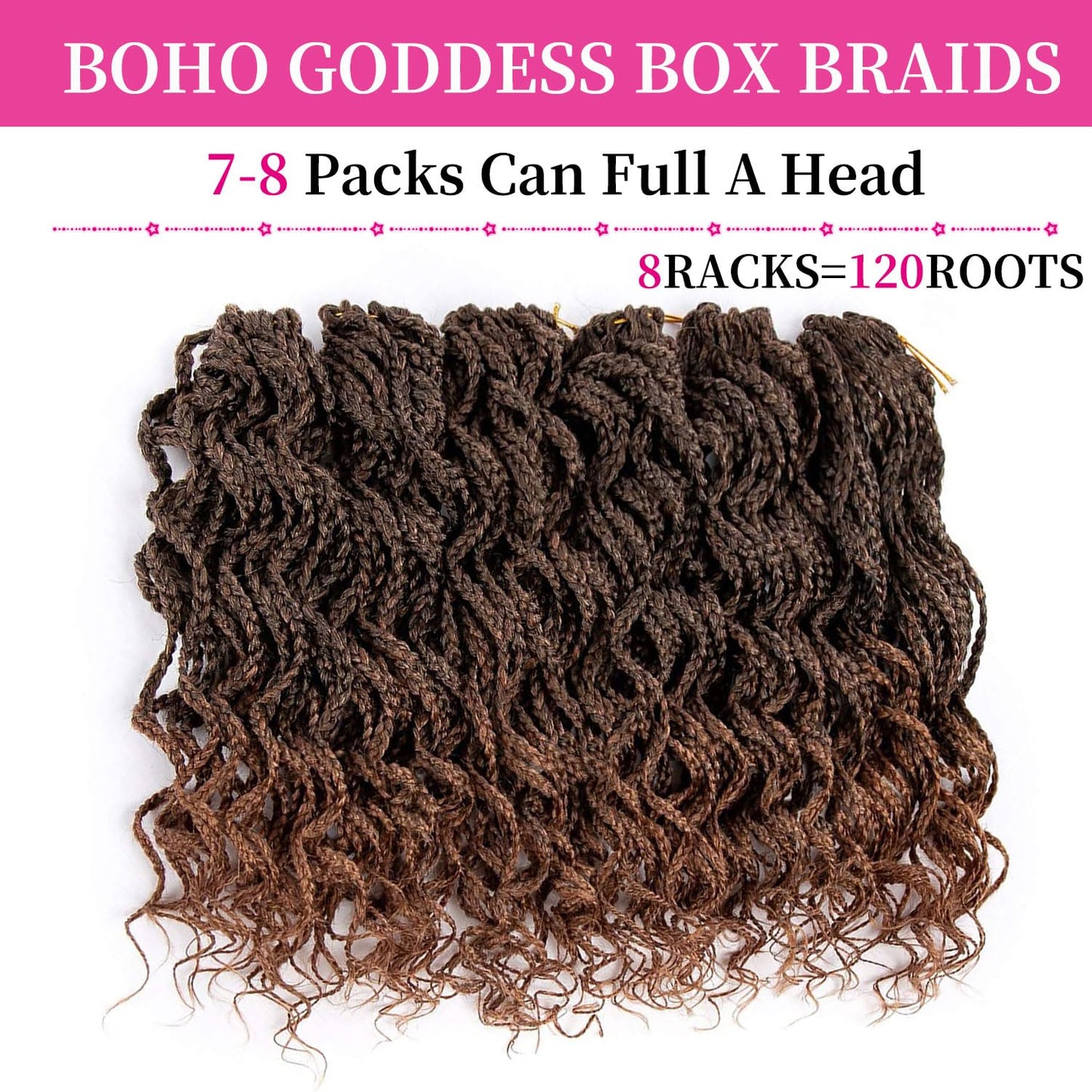 10 Inch Brown Short Curly Crochet Locs Box Braids Hair Extensions