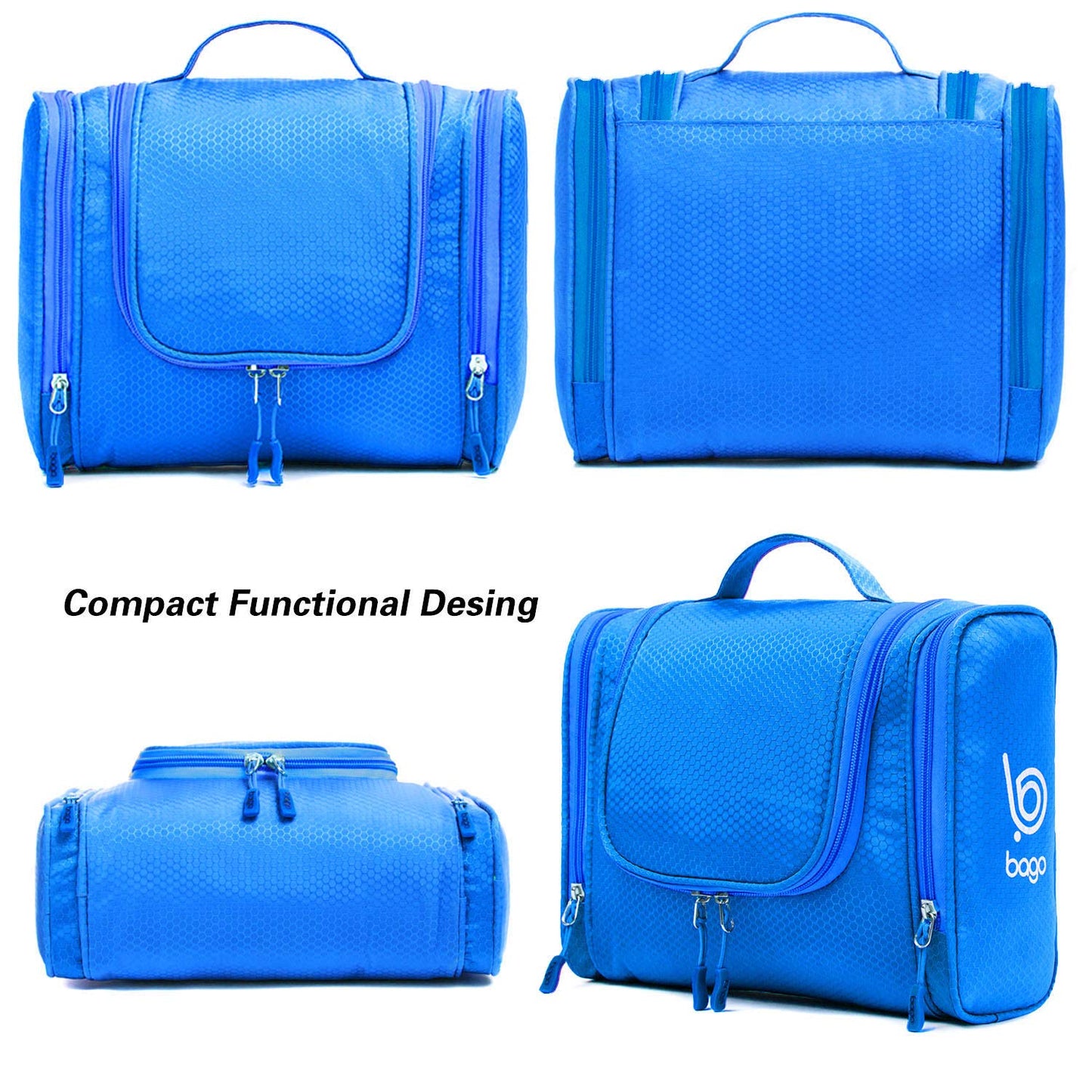 Bago Travel Toiletry Bag for Women and Men - Large Waterproof Hanging Large Toiletry Bag for Bathroom and Travel Bag for Toiletries Organizer -Makeup Bag (Blue)