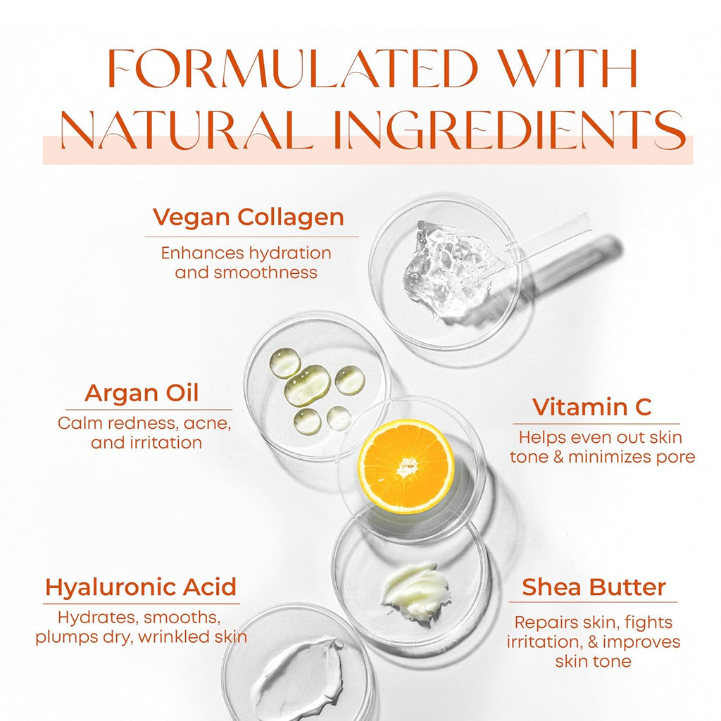 Vitamin C & Collagen Face Moisturizer - Dermatologist Tested, Anti-Aging, Skin Tightening - Brightening, Clean Beauty, Cruelty-Free, Korean Skincare for All Skin Types - 1.69 Fl oz