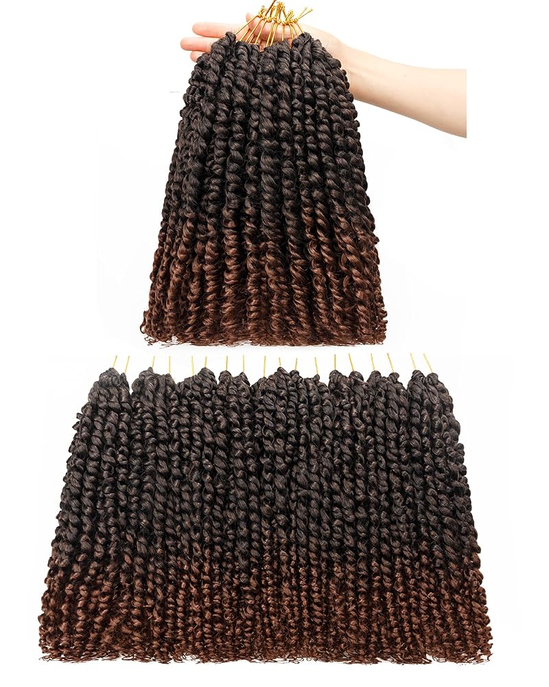 Pre-Looped Passion Twist Crochet Hair Extensions 12 Inch, Pack of 8 - T1B/30 Variation