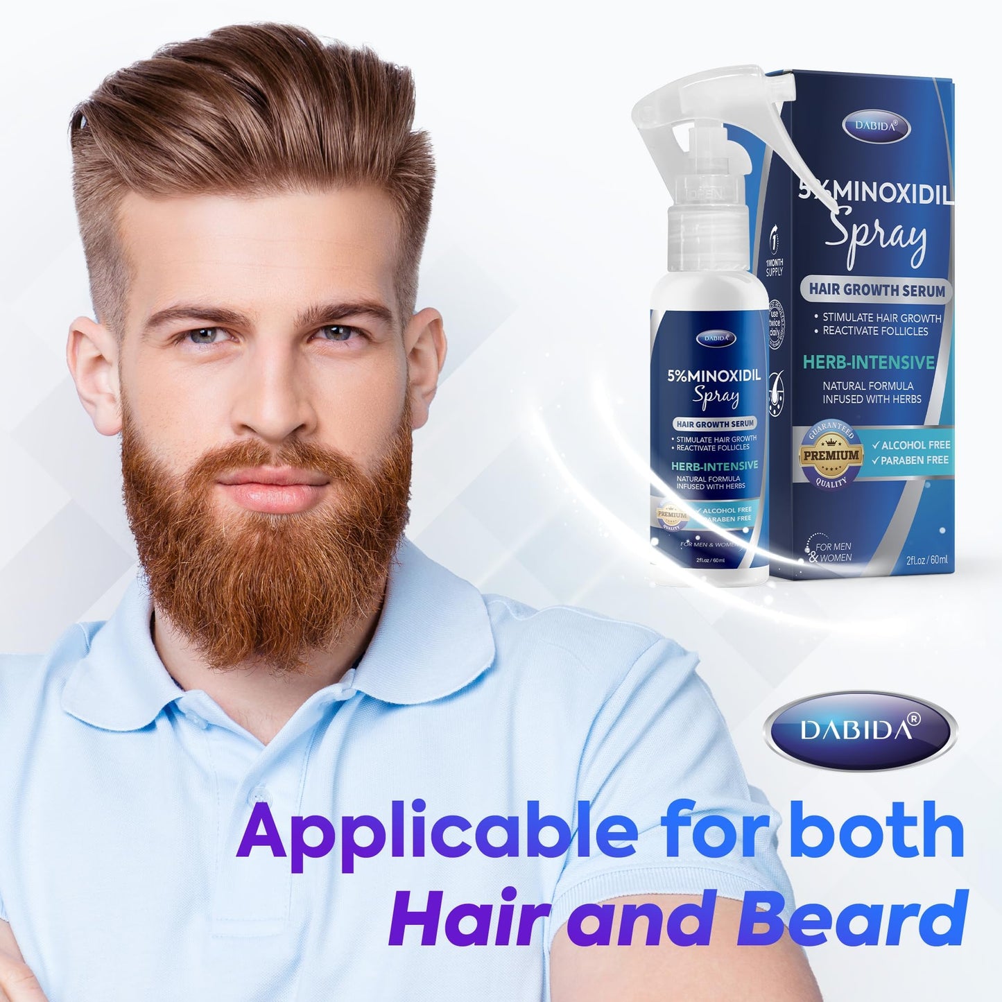 5% Minoxidil Hair Regrowth Spray - 60ml, For Men & Women