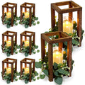Variation: 18 Pcs Wooden Lantern Centerpiece for Table Decor Green+6 Sets