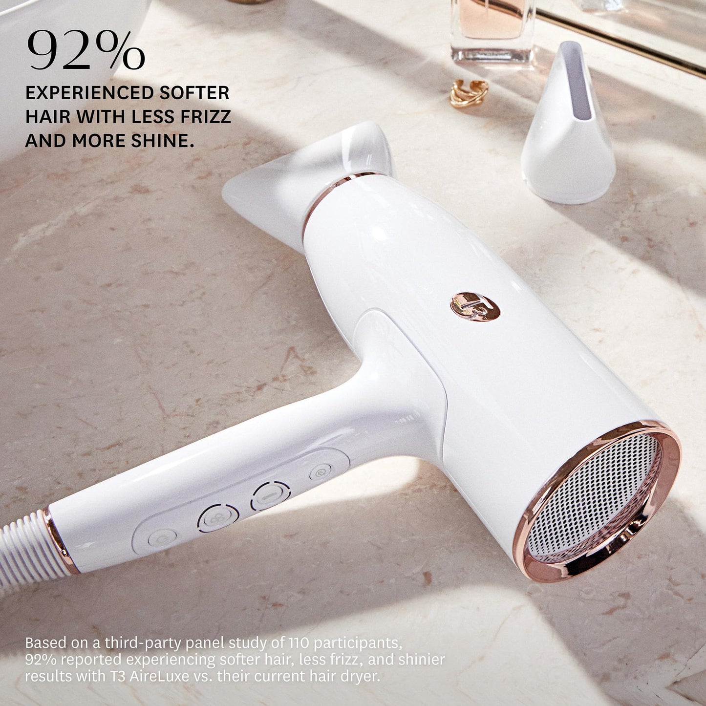 T3 AireLuxe Professional Ionic Hair Dryer and Brush Set, with 5 Heat and 3 Speed Settings, Ion Generator, Cool Shot, Includes Paddle Brush and 2.5" Round Brush