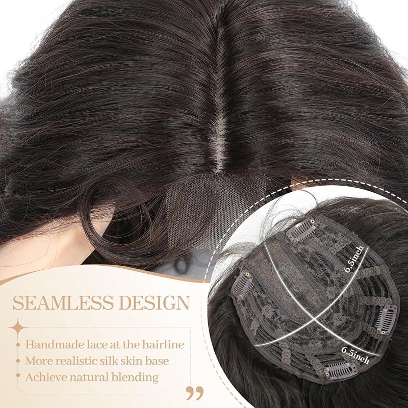26inch Curly Hair Topper Wiglets for Women Brown Black - Instant Volume & Makeover