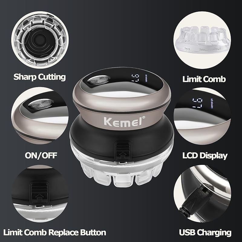 KEMEI Hair Clipper for Men – Silvery Automatic Self-Serve Trimmer, 60 Min USB