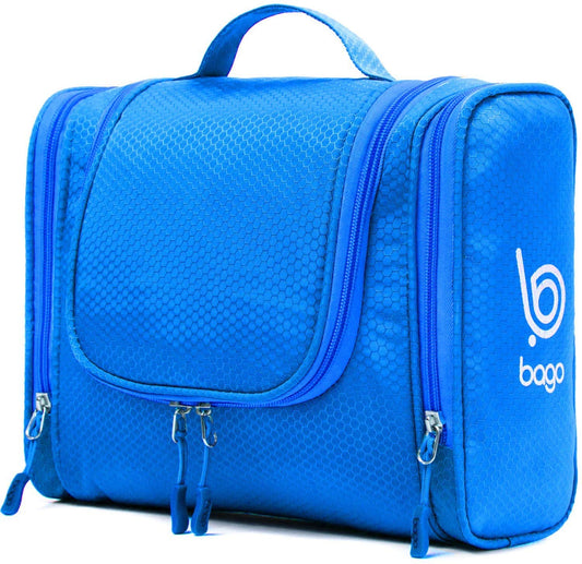 Bago Travel Toiletry Bag for Women and Men - Large Waterproof Hanging Large Toiletry Bag for Bathroom and Travel Bag for Toiletries Organizer -Makeup Bag (Blue)