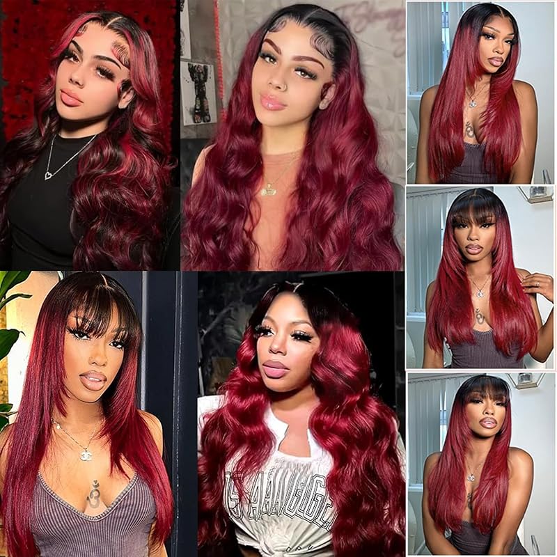 Isufer Brazilian Body Wave 4x4 Lace Closure 100% Virgin Hair 8 Inch 1B/99J Burgundy