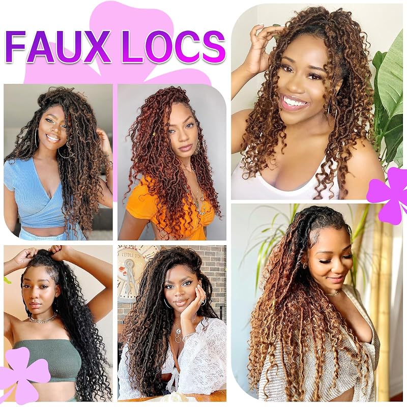 Goddess Locs Crochet Hair 12in 8 Packs 1B/30/27 Pre-Looped with Curly Ends - AMELI