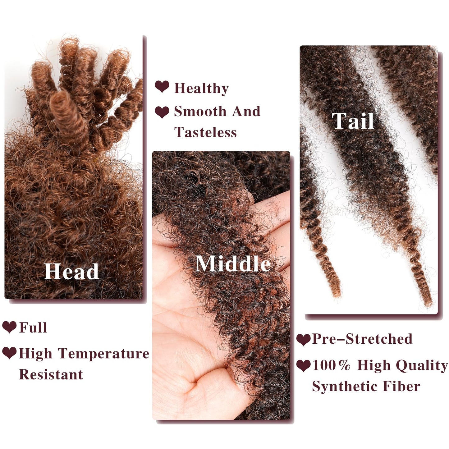 ROKTRESS Afro Spring Twist Hair 16 Inch 8packs Springy Marley Braiding For Faux Locs Pre Separated Black Women (16inch,T30)