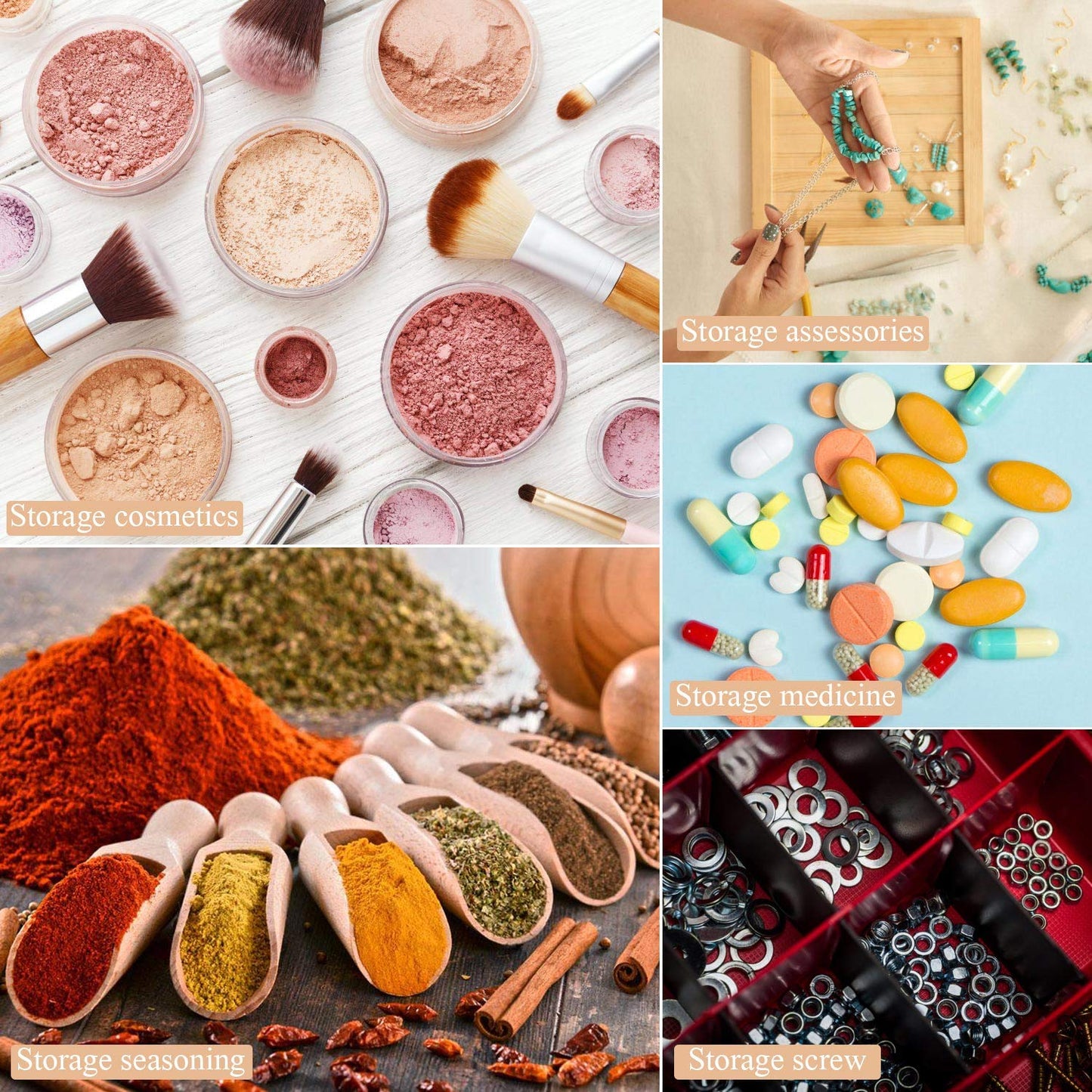 100 Count 10g Sample Jars with Lids Makeup Jars Plastic Lip Scrub Containers TSA Approved Cosmetic Containers for Traveling - Clear