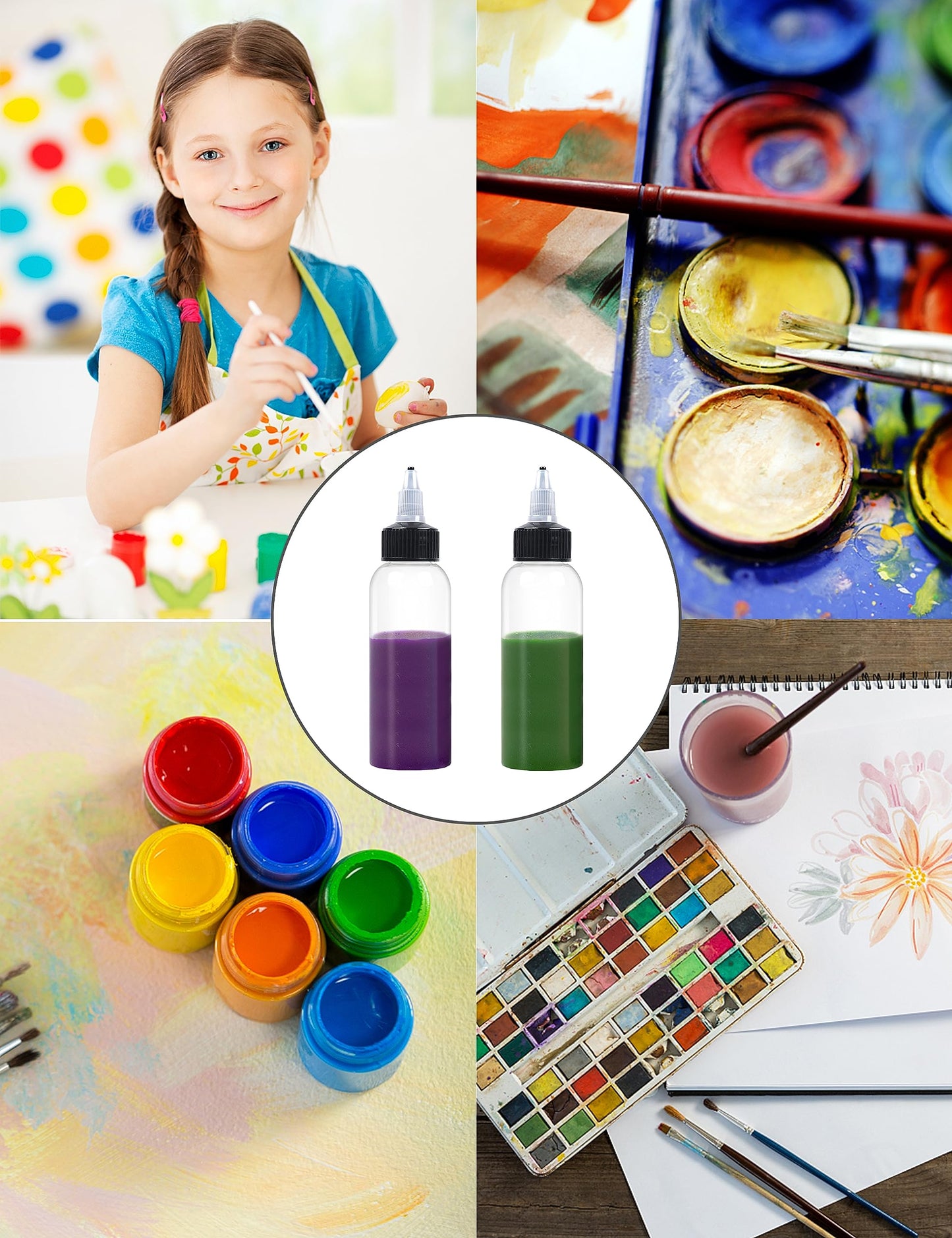 EOSAU 50 Pcs 2oz Plastic Squeeze Bottles with Twist Top Cap, 60ml Clear Dispensing Bottles, Empty Squirt Bottle for Liquids, Sauces, Arts, Crafts, Travel