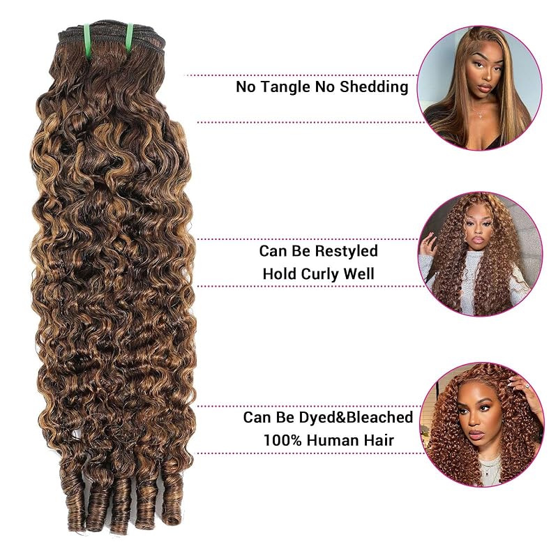 Honey Blonde Ombre Burmese Curly Hair Bundle 22 Inch - 1 Bundle (Variation: Honey Blonde Ombre-BC+22 Inch)