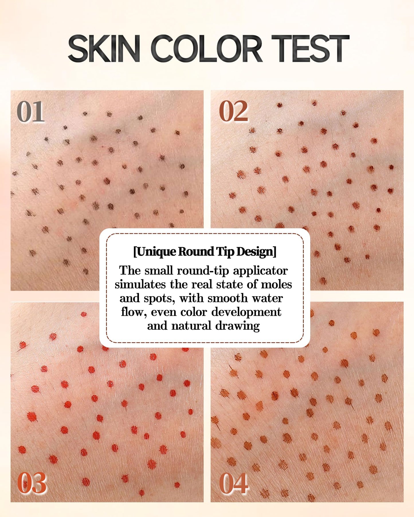 Liquid Freckle Pen, 2Pcs Red Waterproof Long Lasting Natural Lifelike Fake Face Freckles, Quick Dry Sweatproof Vivid Faux Soft Dot Sopt Freck Pen Stamp, Skin Tattoo Summer Makeup Gift Kit for Women-03