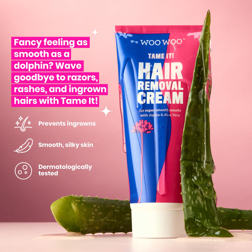 WooWoo - Tame It! In-Shower Natural Hair Removal Depilatory Cream | No Irritation Vegan Hair Remover For Sensitive Skin - Legs, Bikini, Intimate Areas (3.4 oz | 100 ml)