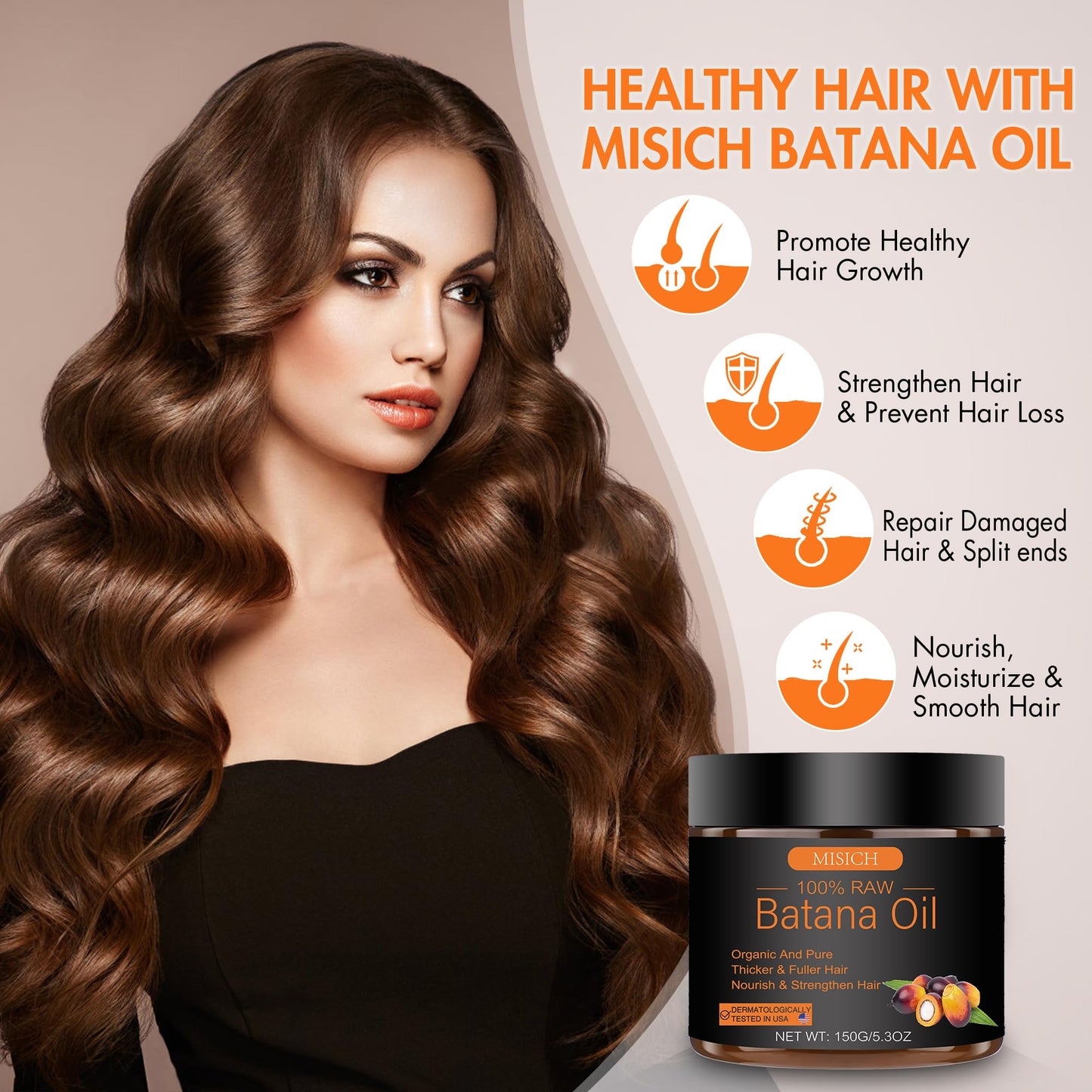 Raw Batana Oil for Hair Growth, 100% Natural Pure Dr. Sebi Botana Oil from Honduras, Unrefined Organic for Prevent Hair Loss, Enhances Thickness for Men & Women 5.3 oz