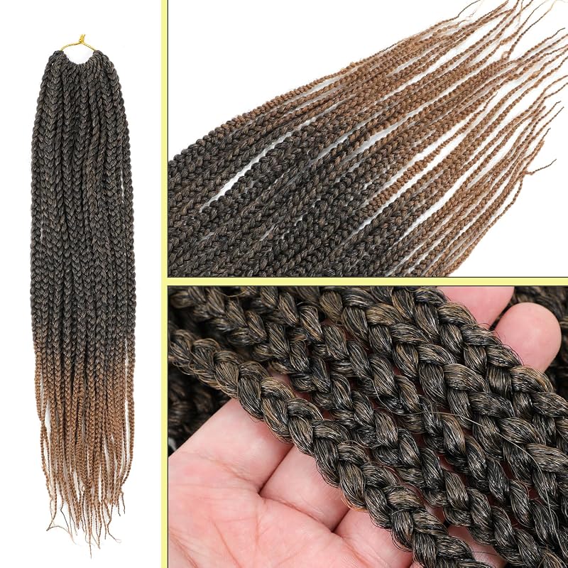 Crochet Box Braids 18in 144 Pcs Bundle, 6 Packs, #1B/27, 1B/27 Variation