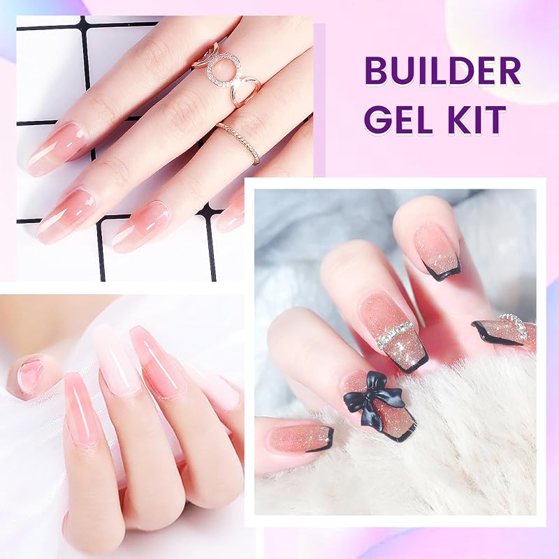 AIJIMEI Clear Builder Nail Gel Kit 150g with Nail Forms & Tools - Variation: Clear