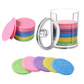 50-Count Compressed Natural Facial Sponges for Face Cleansing, Reusable Cosmetic Sponge, Used for Exfoliating and Makeup Removal With Clear Plastic Storage Jar (Colourful, 50pcs）