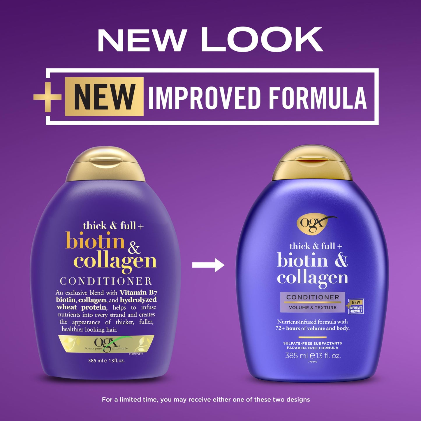 OGX Thick & Full + Biotin & Collagen Volumizing Conditioner, Nutrient-Infused Conditioner with Vitamin B7 Biotin Gives Hair Volume & Body for 72+ Hours, Sulfate-Free Surfactants, 13 fl. Oz