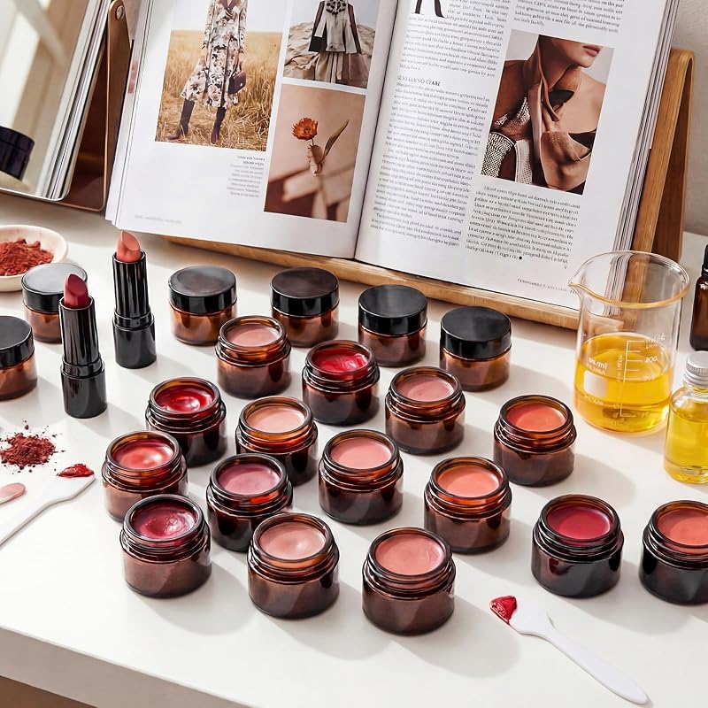 Variation of THIS listing: Amber 48 Pack 0.7 oz Glass Jars with Lids - Cosmetic Container