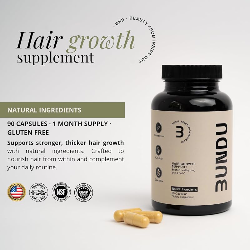 BUNDU Hair Growth Supplements – 90 Soft Capsules for Fuller Hair & Reduced Shedding