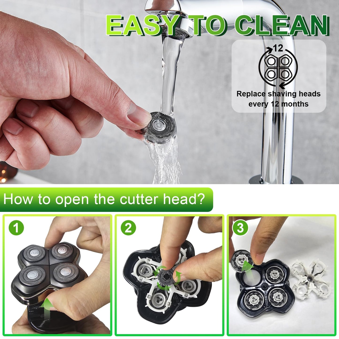 8 Pack Shaver Head Replacement Blade compatible with Sku*l Shaver Pitbull Gold PRO Shaver Replacement Blade 4 Head