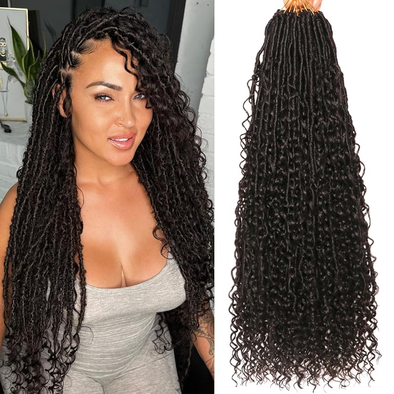 24 Inch Goddess Locs Crochet Hair - 8 Packs, Pre-Looped Soft Boho Faux Locs 2# Variation