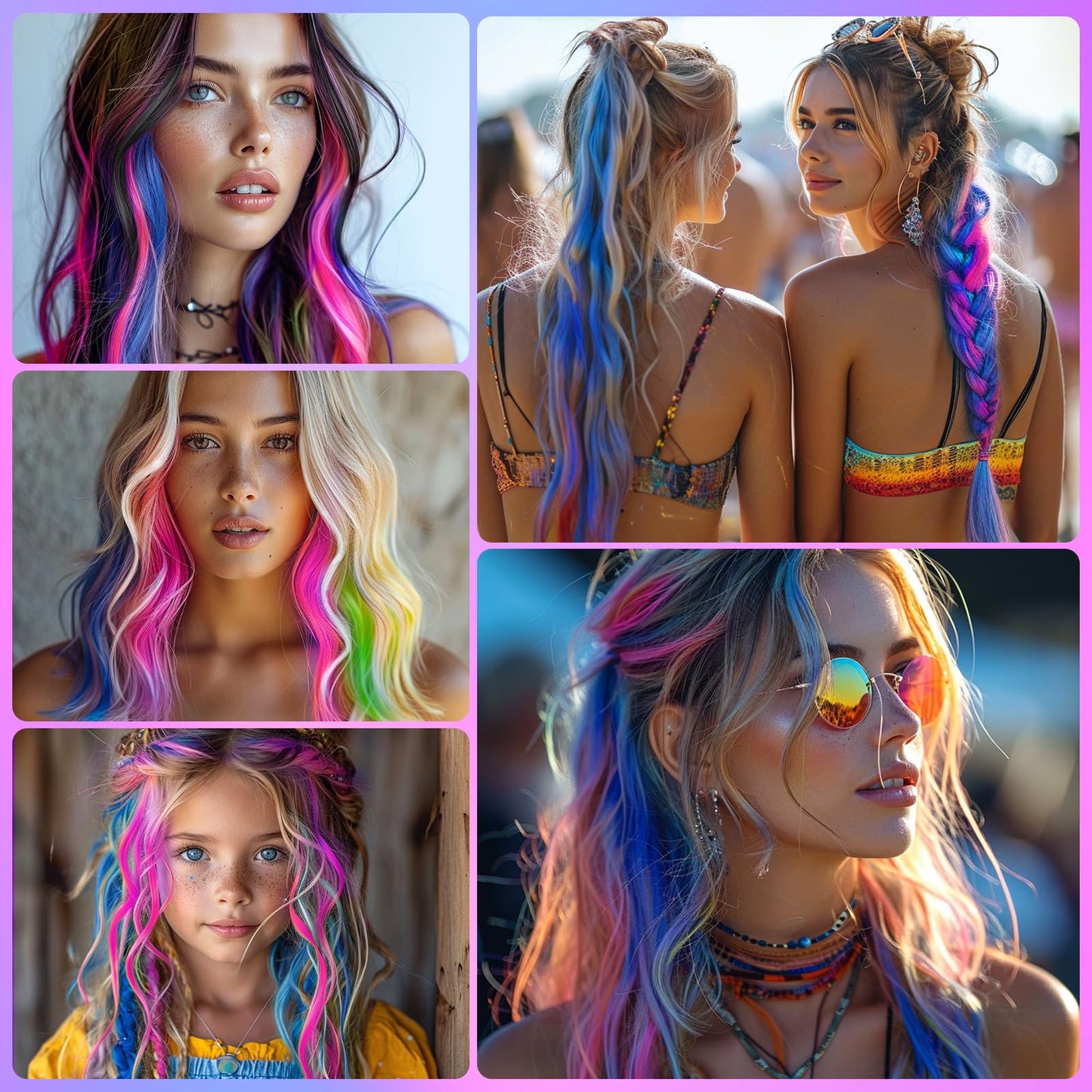 BADCOLOR Pink Hair Temporary Hair Dye Comb For Girls Kids Adults, Washable Hair Chalk Makeup For Halloween Christmas Birthday Cosplay Festival (Neon Pink)