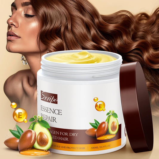 Srripo Collagen Hair Mask for Deep Conditioning, Keratin Hair Treatment with 4 Hydrolyzed Proteins, Moroccan & Avocado Oils Conditioner for Nourish, Calendula Gentian Extracts Care Dry & Damaged Hair