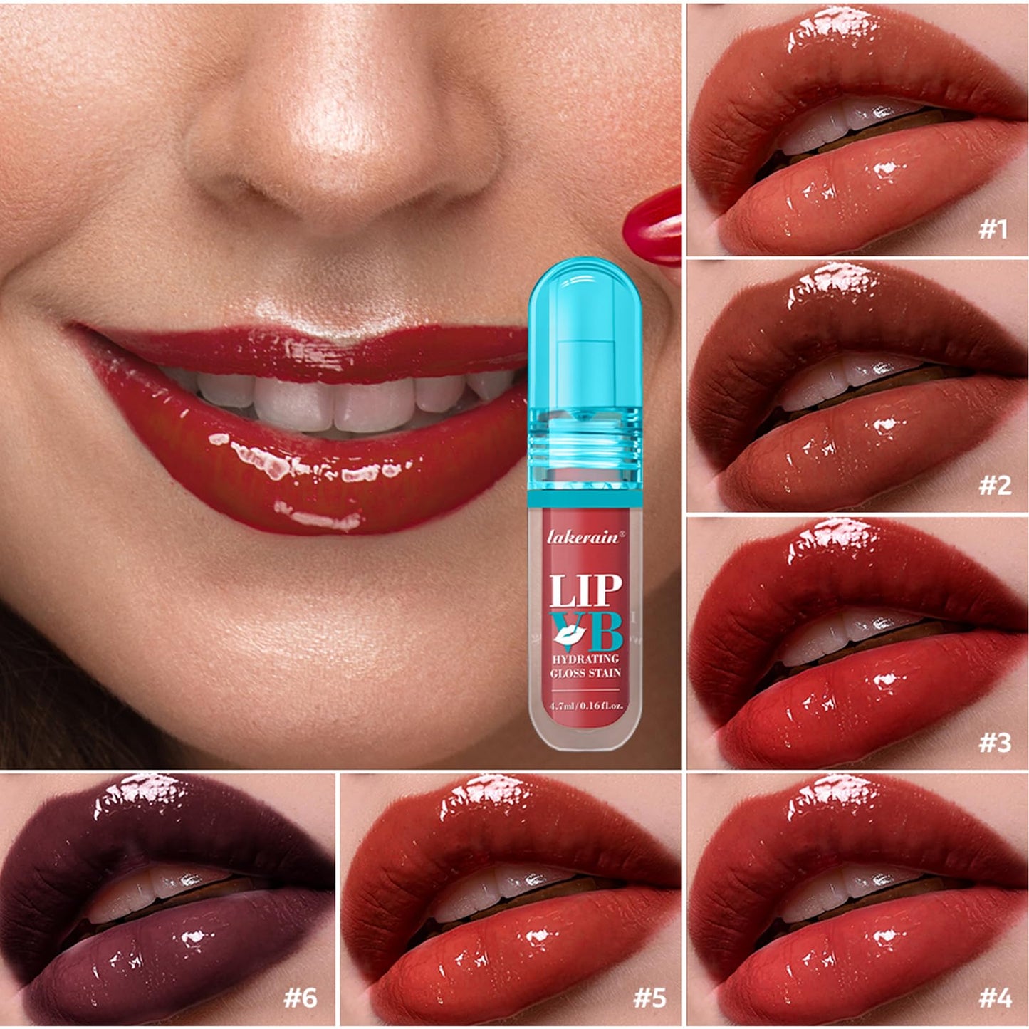 CNYYDS 3PCS Lip Hydrating Glossy Lip Stain, Lip Tint with 12HR Hydration(#4 DRIPPING IN ROSE,#5 FIERYBLAZETIN,T#6 WATERBOUT WINE)