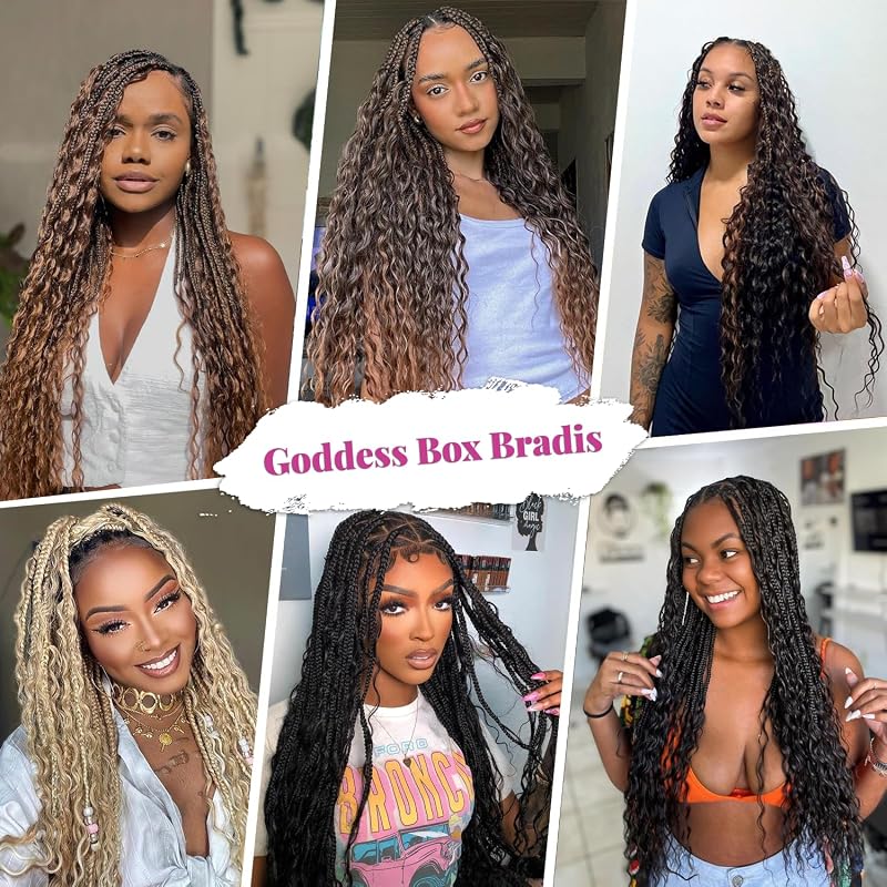 18 Inch Goddess Box Braids Crochet Hair for Black Women Brown - Chocolate Brown Mix Camel