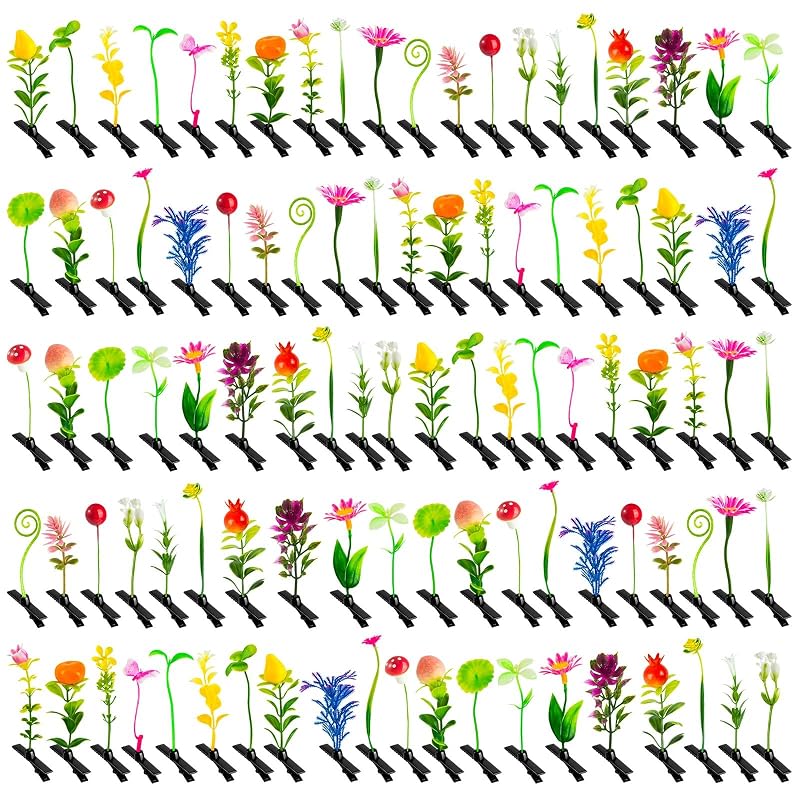 100 Pcs Sprout Clips Mixed Style Plant Hairpins - 50 Random Styles Mix 100 Pcs